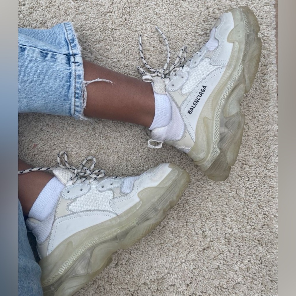 Balenciaga Triple S Clear Sole Sneakers in Beige